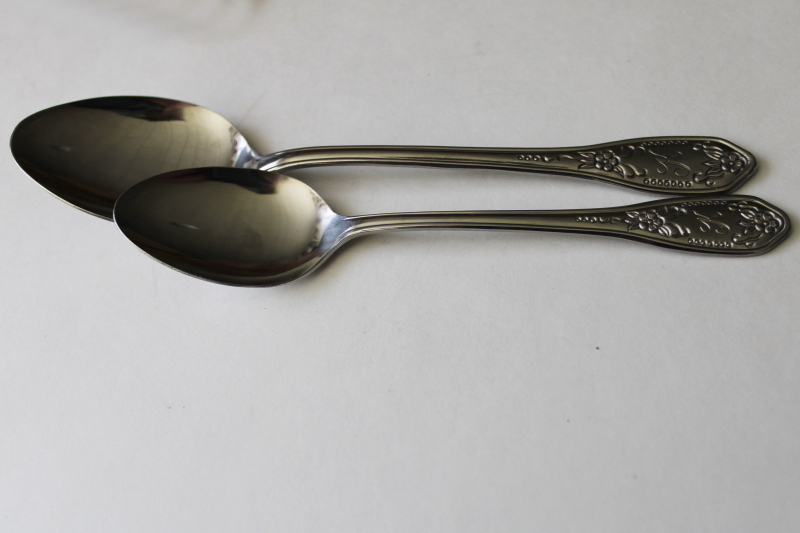 photo of K monogram vintage flatware, ornate handle tea spoons Customcraft stainless Japan #4