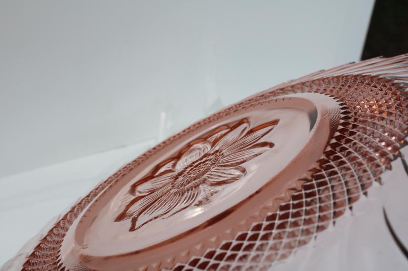 photo of KIG Indonesia depression pink colored glass dinner plate, 80s 90s vintage #4