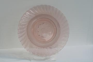 catalog photo of KIG Indonesia depression pink colored glass dinner plate, 80s 90s vintage
