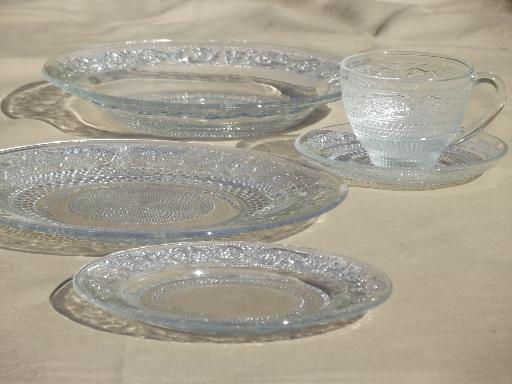 photo of KIG Malaysia glassware, old sandwich pattern glass dishes set for 6 #2