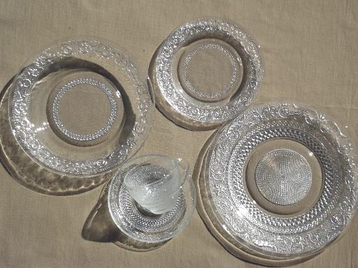 photo of KIG Malaysia glassware, old sandwich pattern glass dishes set for 6 #3