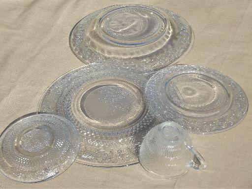 photo of KIG Malaysia glassware, old sandwich pattern glass dishes set for 6 #5