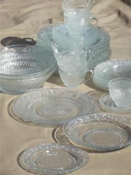 catalog photo of KIG Malaysia glassware, old sandwich pattern glass dishes set for 6