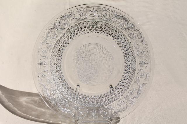 photo of KIG Malaysia sandwich pattern pressed glass dishes, crystal clear dinnerware set for 4 #5