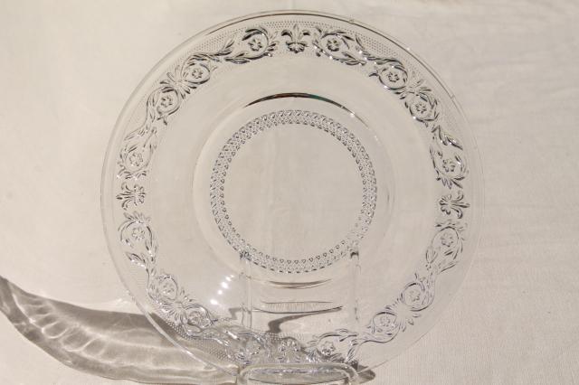 photo of KIG Malaysia sandwich pattern pressed glass dishes, crystal clear dinnerware set for 4 #7