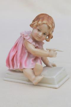 catalog photo of Karl Ens Germany vintage china piano baby, early 1900s antique figurine little girl