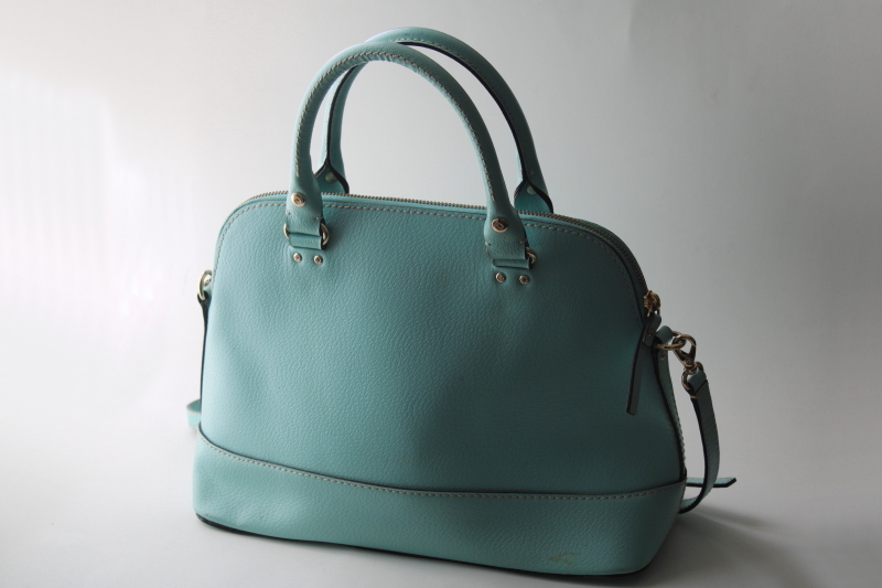 photo of Kate Spade robins egg tiffany blue leather Wellesley Rachelle satchel, crossbody bag purse #6