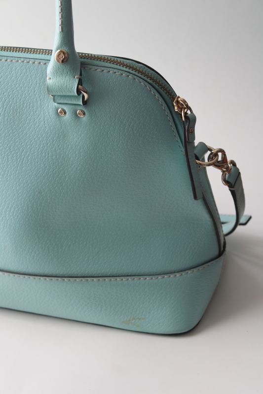 photo of Kate Spade robins egg tiffany blue leather Wellesley Rachelle satchel, crossbody bag purse #7