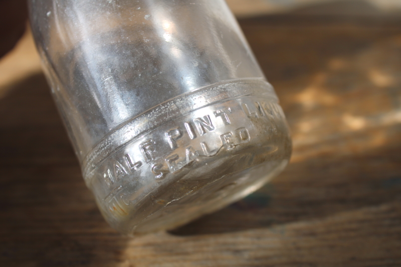 photo of Kenosha Wisconsin Milk Producers Association old embossed glass half pint milk bottle  #2
