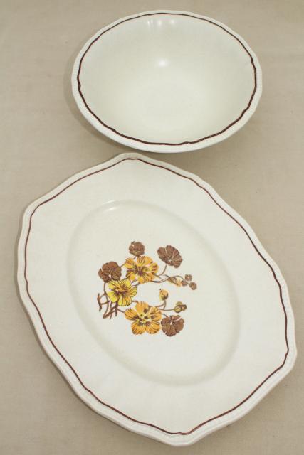 photo of Kensington Staffordshire ironstone dinnerware, Sommerset w/ yellow pansies vintage china set #2