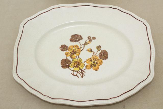 photo of Kensington Staffordshire ironstone dinnerware, Sommerset w/ yellow pansies vintage china set #3