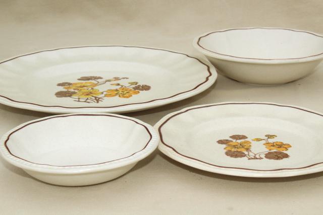 photo of Kensington Staffordshire ironstone dinnerware, Sommerset w/ yellow pansies vintage china set #5