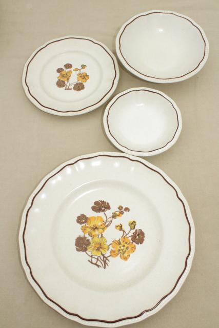 photo of Kensington Staffordshire ironstone dinnerware, Sommerset w/ yellow pansies vintage china set #8