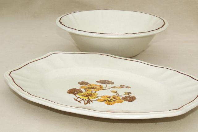 photo of Kensington Staffordshire ironstone dinnerware, Sommerset w/ yellow pansies vintage china set #12