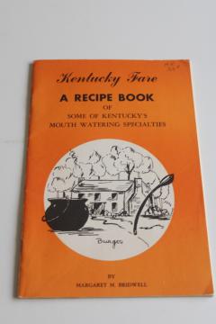 catalog photo of Kentucky Fare vintage cook booklet, southern fried chicken, corn pone, burgoo recipes 