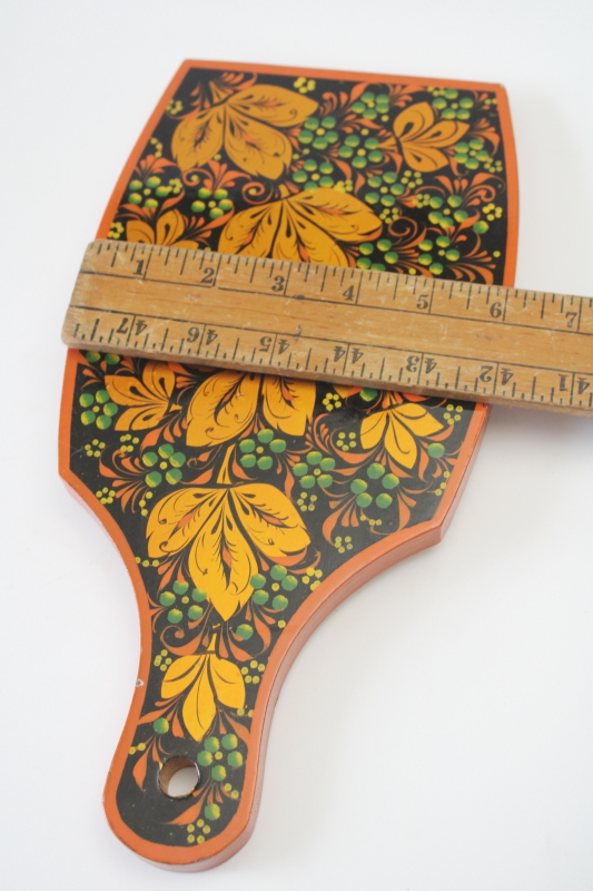 photo of Khokhloma hand painted wood cutting board or bread tray Soviet vintage Russian label traditional folk art  #6