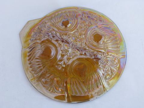 photo of Kilarney marigold carnival luster glass divided pickle dish relish plate, vintage Indiana #2