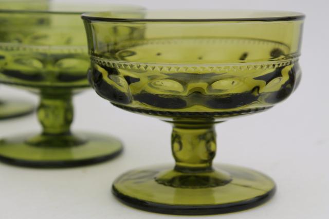 photo of Kings Crown Colony avocado green glass champagne glasses or sherbet dishes #2