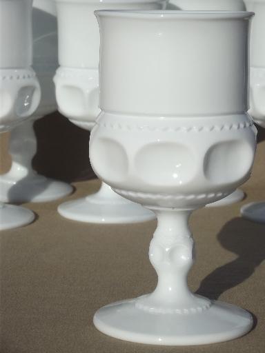 photo of King's Crown vintage milk glass wine goblets or water glasses set of 8 #2