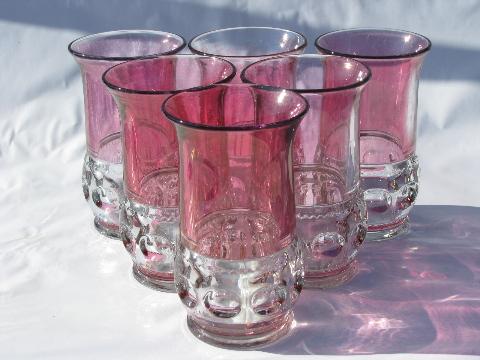 photo of King's Crown vintage pattern glass tumblers, water glasses #1