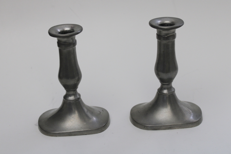 photo of Kirk Stieff Williamsburg pewter console candle holders pair of vintage candlesticks #1