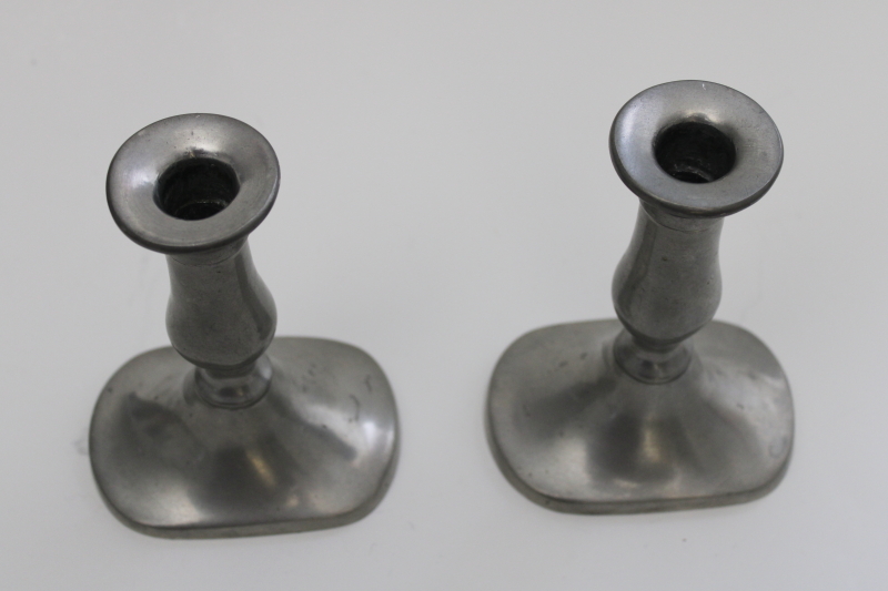 photo of Kirk Stieff Williamsburg pewter console candle holders pair of vintage candlesticks #2