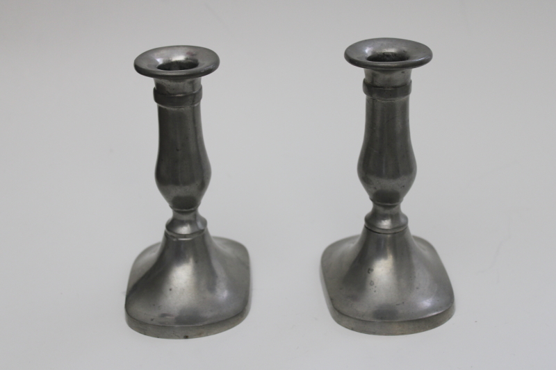 photo of Kirk Stieff Williamsburg pewter console candle holders pair of vintage candlesticks #3