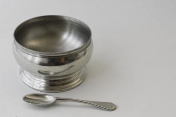 catalog photo of Kirk Stieff Williamsburg pewter salt cellar & tiny spoon, master salt bowl