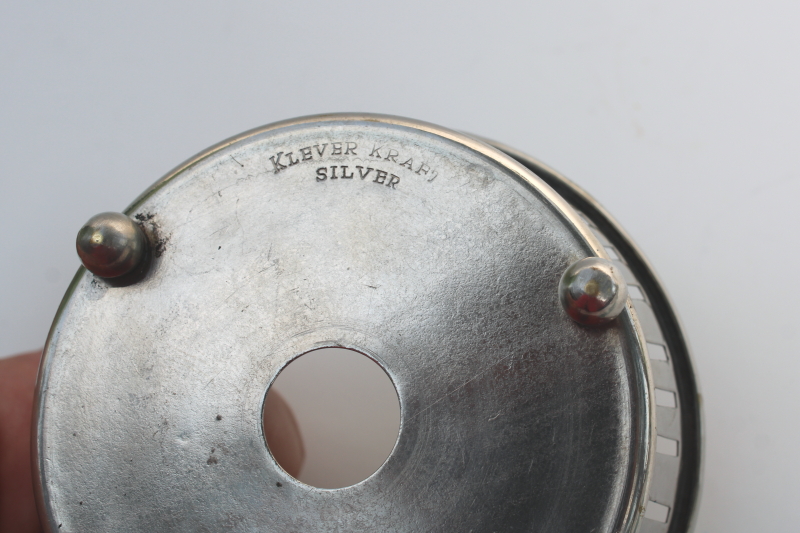 photo of Klever Kraft 1920s 30s vintage art deco silver plated brass basket w/ original glass bowl #4