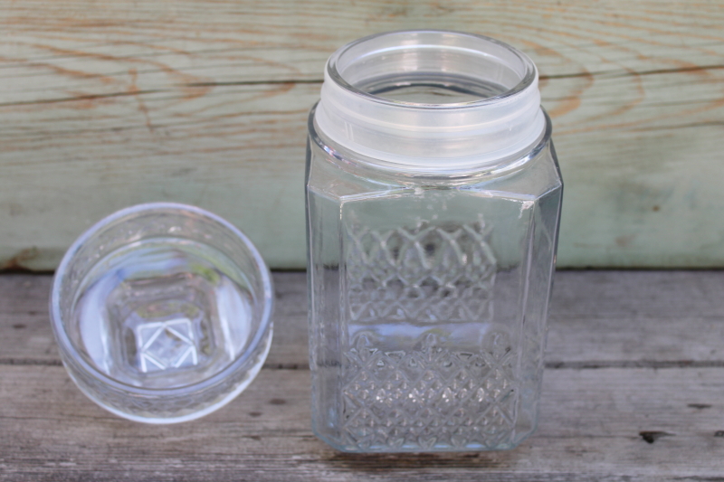 photo of Koeze's old fashioned glass candy jar, vintage clear glass canister w/ lid  #2
