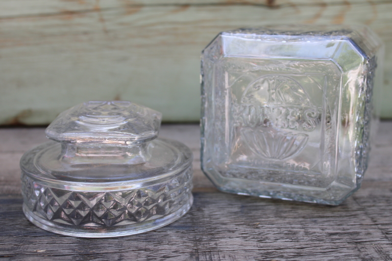 photo of Koeze's old fashioned glass candy jar, vintage clear glass canister w/ lid  #3