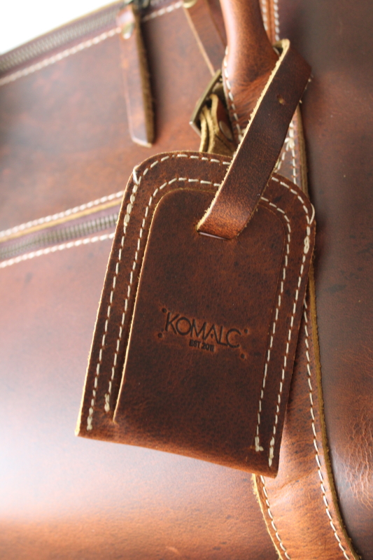 photo of Komal C buffalo leather duffel, adventurer casual luggage, large travel bag w/ cotton canvas crossbody strap  #10