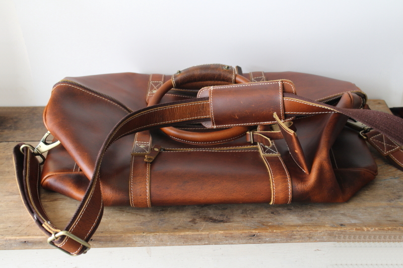 photo of Komal C buffalo leather duffel, adventurer casual luggage, large travel bag w/ cotton canvas crossbody strap  #13