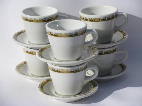 photo of Kon-Tiki mod vintage Shenango china railroad or restaurant coffee cups & saucers #1