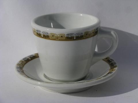 photo of Kon-Tiki mod vintage Shenango china railroad or restaurant coffee cups & saucers #2