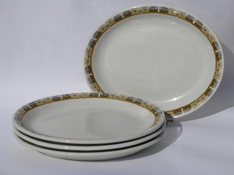 photo of Kon-Tiki mod vintage Shenango china railroad or restaurant oval steak plates #1