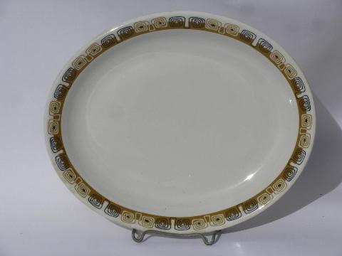 photo of Kon-Tiki mod vintage Shenango china railroad or restaurant oval steak plates #2