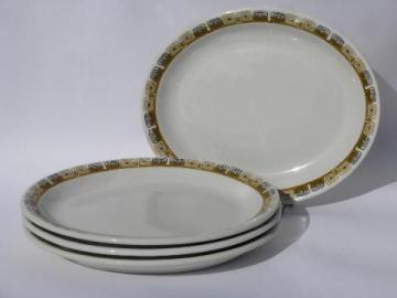 catalog photo of Kon-Tiki mod vintage Shenango china railroad or restaurant oval steak plates