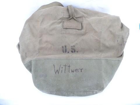 photo of Korean War vintage US Army olive drab soldier's duffel, 1951 #3