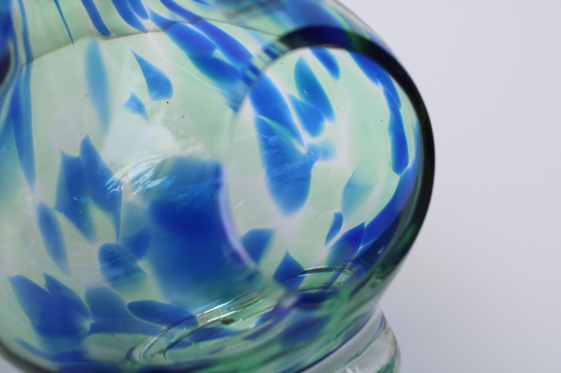 photo of Kosta Sweden hand blown art glass candle holder hurricane shade, green & blue Sea GlasBruk Renate Stock design  #4