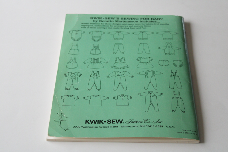 photo of Kwik Sew Sewing for Baby book, includes complete uncut master patterns vintage 1990 #7