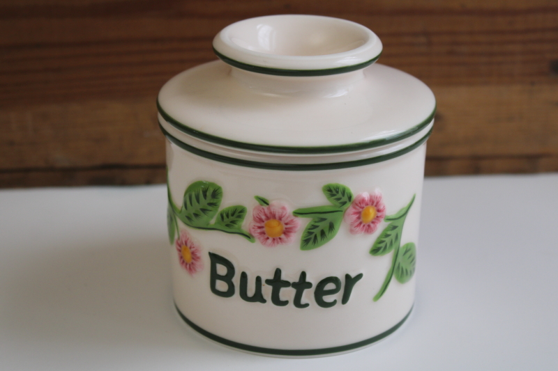 photo of L Tremain butter bell keeper ceramic crock jar, country French style Beurre / Butter #1