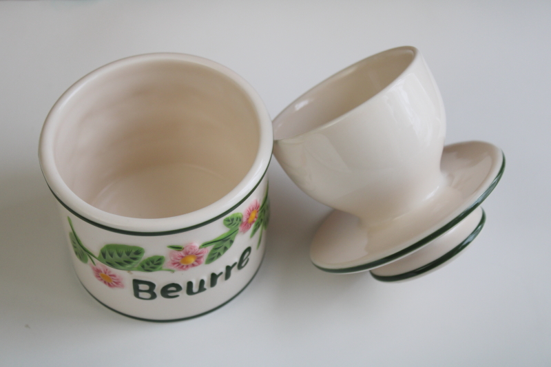 photo of L Tremain butter bell keeper ceramic crock jar, country French style Beurre / Butter #3