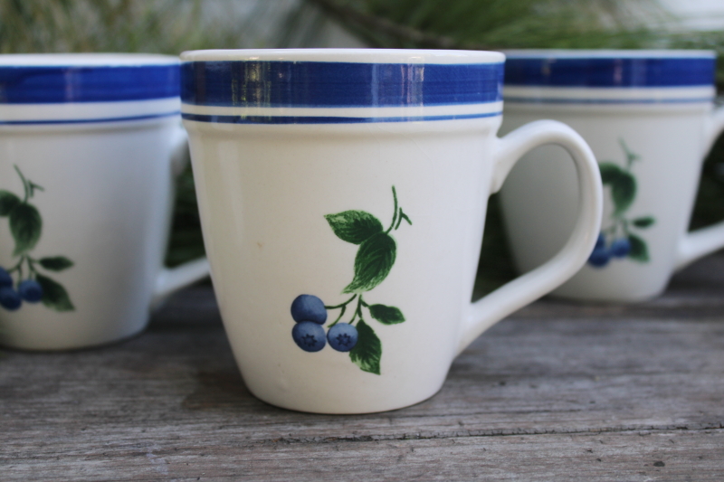 photo of LL Bean Maine blueberries blueberry print ceramic mugs, large coffee cups set of four  #2