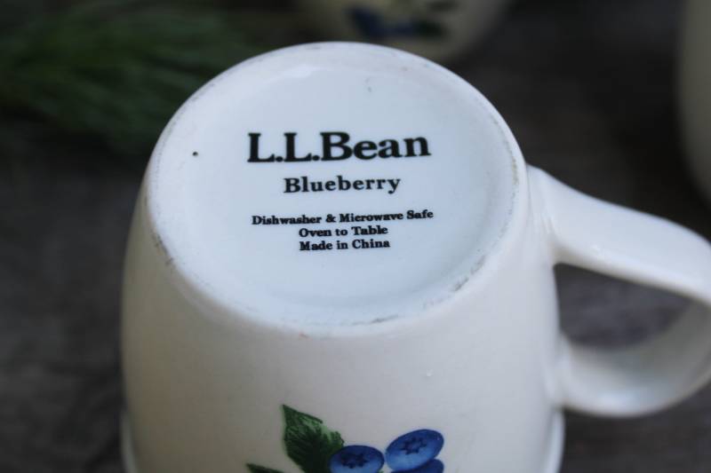 photo of LL Bean Maine blueberries blueberry print ceramic mugs, large coffee cups set of four  #4