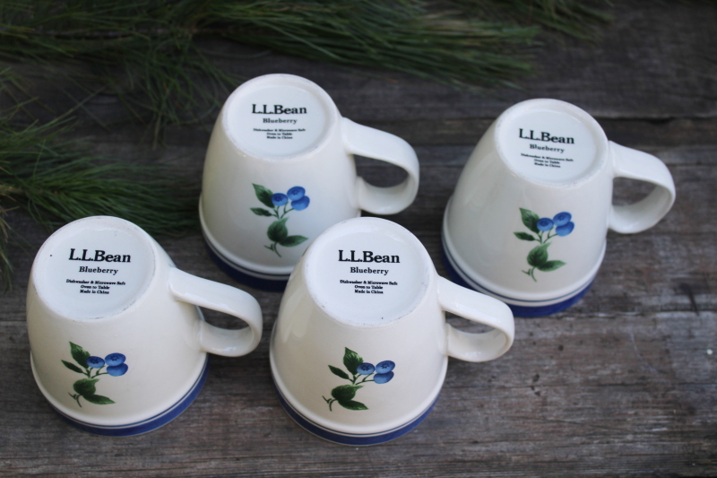 photo of LL Bean Maine blueberries blueberry print ceramic mugs, large coffee cups set of four  #6