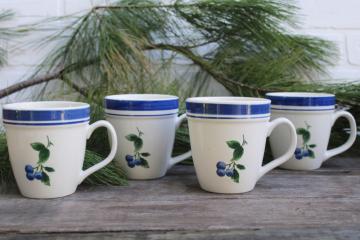 catalog photo of LL Bean Maine blueberries blueberry print ceramic mugs, large coffee cups set of four 
