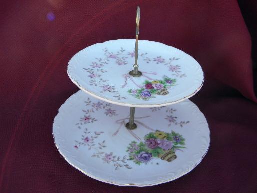 photo of L&M mark Lipper & Mann Bristol Garden china, vintage two-tiered plate #1