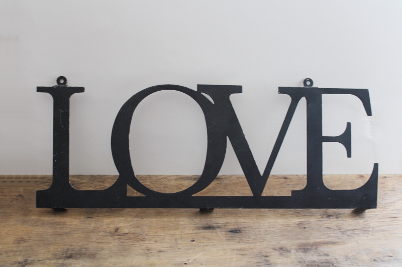 photo of LOVE, large metal wall art sign, rustic vintage farmhouse style decor #1