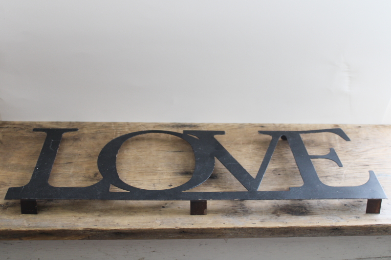 photo of LOVE, large metal wall art sign, rustic vintage farmhouse style decor #3